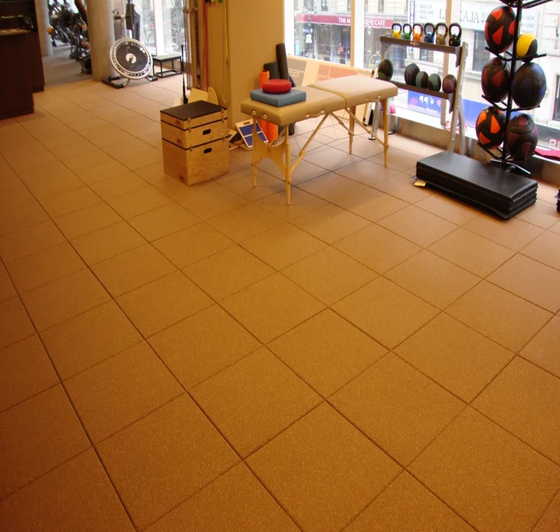 Eco-friendly rubber tiles for fitness areas